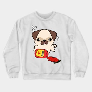 Funny Pug Spilled Hot Sauce Crewneck Sweatshirt